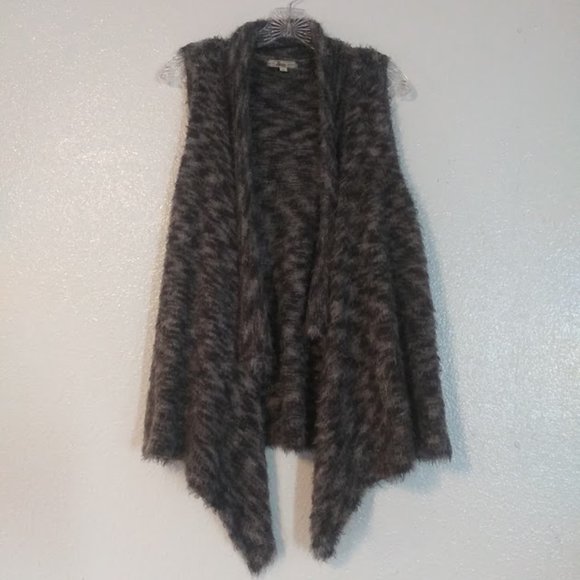 Bass women's size S gray and black marbled sleeveless cardigan sweater - Picture 1 of 12